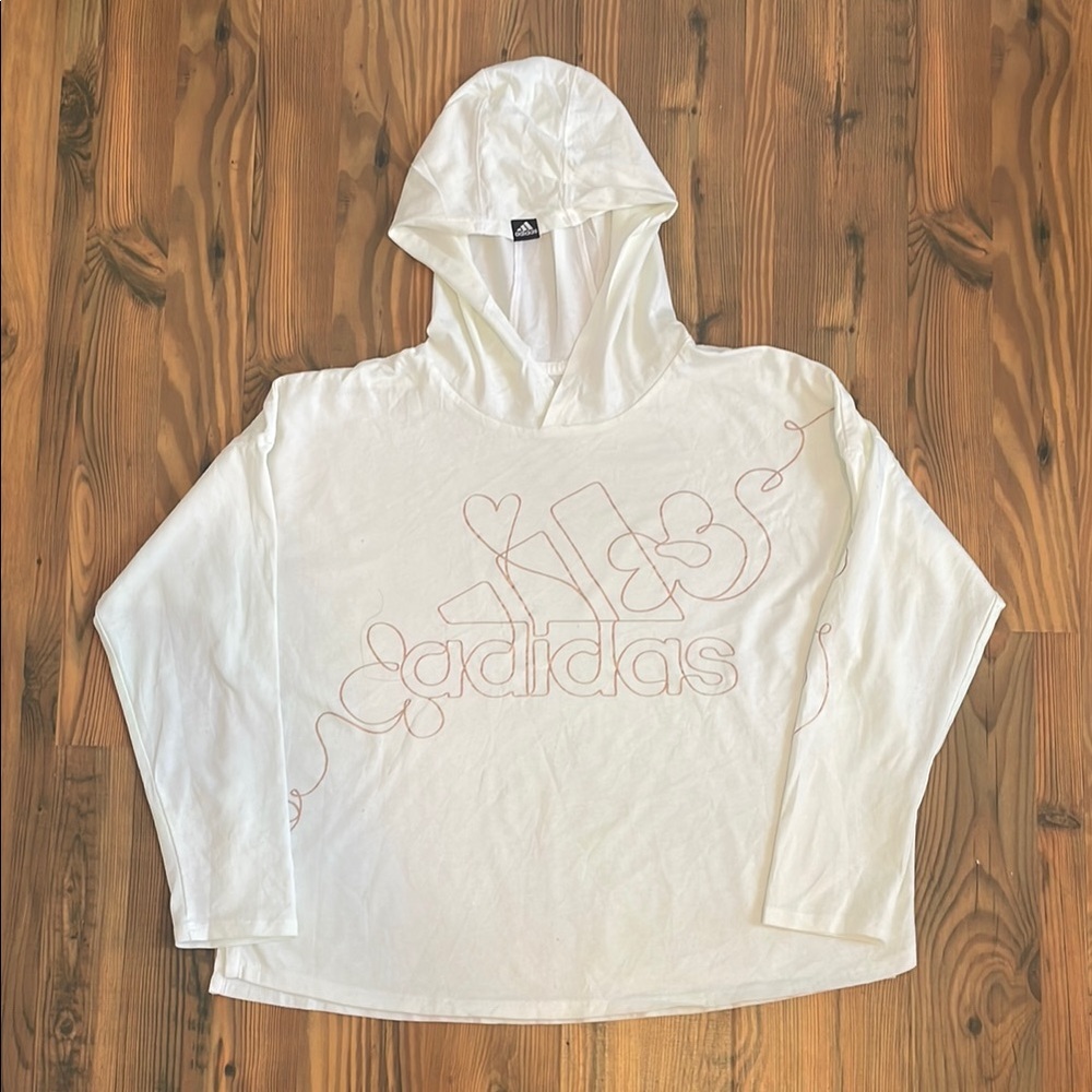 Adidas Cream Hoodie with Artistic Logo